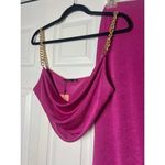 Boohoo Pink Textured Slinky Chain Strap Crop Top & Ruched Maxi Skirt Set Size 12 Photo 5