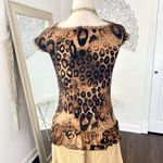 Vintage Y2K Early 2000's Cheetah Leopard Ruffle Corset Style Vampy Blouse Top M Brown Size M Photo 4