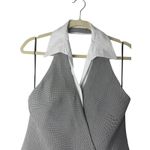 ZARA Halter Blazer Mini Vest Dress Gray Houndstooth Double Breasted XL Photo 4
