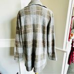 Joseph A  Tan and Gray Plaid Sweater Jacket Small Photo 5