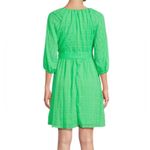 DKNY Green Metallic Check Keyhole Balloon Sleeve Belted Dress Size Small Fairy Photo 7