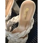 Cushionare Cushionaire Aurora White Braided Strap Block Heel Square Toe Slip On Sandals Photo 1