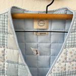 Stoosh  Quilted Patchwork Tie Front Light Puffer Vest Blue Floral L Photo 2