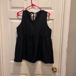 Who What Wear  Black Sleeveless Peplum Top Tie Back Size‎ L Photo 3