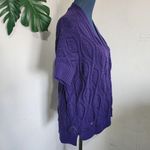 Loft  Purple Cotton Short Sleeve Cardigan Sweater Photo 3