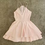 Dainty Hooligan Pink Fit & Flare Lace Back Dress Photo 0