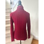 L.L.Bean  Cranberry Red/Pink Cableknit Shawl Collar Sweater Photo 2