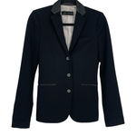 ZARA  Woman Black Faux Leather Trim‎ Notched Lapel 3 Button Blazer Jacket Size XS Photo 0