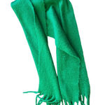 Saks 5th Avenue Saks Fifth Avenue Kelly Green Fuzzy Scarf Fringe Oversized Cozy Warm Bold Photo 0