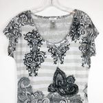 Cache  Medium Dress Mini Shift Rhinestones Y2K Grunge Goth Silver Black 560‎ Photo 2