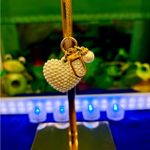 Pearl Heart Keychain with Gold Accents White Photo 4