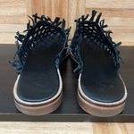 Free People “Mirage” Woven Flat Black Leather Woven Flat Slip on Sandals Size 39 Photo 5