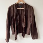 INC International Concepts M Brown 100% Linen Open Front Waterfall Jacket Boho Size M Photo 0