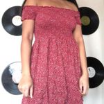 Brandy Melville  Caley smocked off the shoulder red floral dress Photo 3