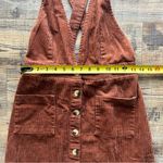 Indigo Rein  Overall Dress Womens Size 3 / 25 Brown Corduroy Deep V Pockets Photo 2