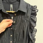 Anthropologie sleeveless ruffle tiered collared black mini shirt dress small NWT Photo 6