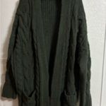 Oversized open front Cozy Green Cable Knit Cardigan L Size L Photo 1