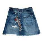 Abercrombie & Fitch 🆕 Floral Embroidered Blue Denim Skirt Photo 3