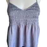 AE Smocked summer top medium silky look satin cami slate blue American Eagle​ Photo 0
