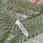 NEW Lamaolu sz S Womens Green Crochet Knit Pullover Poncho Shrug Laggenlook Boho Photo 4