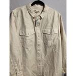 Madewell  Garment Dyed Twill Shirt Jacket Ivory Long Sleeve Button Up 2X Photo 3