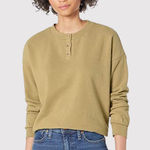 Madewell Women Top Green Drop Shoulder Henley Tee Long Sleeve Pullover Casual XS Photo 0