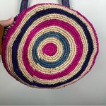 Free People  Clover Drawstring Straw Woven Bucket Bag Colorful Boho Photo 6