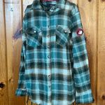 Teal Plaid Button Photo 0