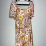 Loft  Babydoll Mini Dress Puff Sleeve Square Neck Floral Tiered Cottage Fairy 14 Photo 4