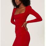 Nookie Red Jersey Squareneck Sheath Harley Structured Shoulders Mini Dress S Photo 3