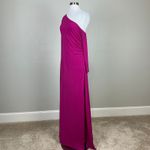 Donna Karan One Shoulder Long Sleeve Evening Gown Pink Size 16 Formal Dress Photo 3