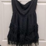 Billabong  Designers Closet Black Strapless Fringe Tiered Mini Dress Photo 0