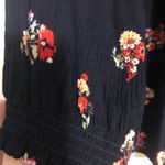Democracy  Rayon flowy floral button down‎ long sleeve blouse shirt size XL navy Photo 6
