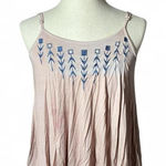 POL Tank Top Small Pink Lace Up Back Sleeveless Embroidered Casual Cute Photo 0