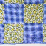 Vintage Blue Gingham & Yellow Floral Patchwork Scarf Wraps Photo 1
