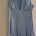 Abercrombie & Fitch Blue Satin Plunge Mini Dress Photo 0