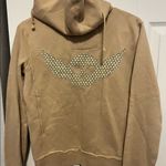 Outlooks beige full zip hoodie jacket with design on front and back in medium Photo 5