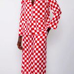 New York & Company Red and White Checkered Blouse Size XL Photo 0