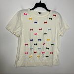 Talbots party bows crewneck sweater women’s size XL petite ivory multicolor bows Photo 1