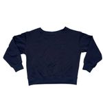 Aelfric Eden ELFRIC EDEN Navy Blue Sweatshirt Hearts Detail Crewneck Long Sleeve Women's Sz M Photo 3