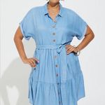 Torrid  Mini Chambray Tiered Shirt Dress Photo 5