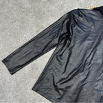 Clara Sun Woo Open Front Drape Cardigan Jacket Faux Leather Knit Goth in Black M Size M Photo 7