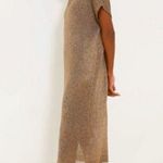 Tuckernuck  Bronze Metallic Knit‎ Mesh V Neck Short Sleeve Midi Dress Size Medium Photo 1