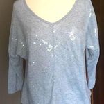 Anthropologie Baby blue gray sequin sparkle top Photo 0
