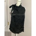 Moulinette Soeurs Anthropologie  Blouse Womens 2 Tie Neckline Satin Floral Black Photo 1