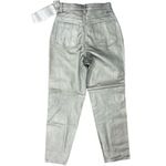 Vintage 80s Silver Genuine Leather High Waist Tapered Pants Lined Size 8 NEW Tag Photo 5