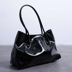 Topshop ASOS-  black patent faux leather large shoulder bag tote Photo 3