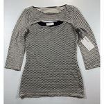 Bailey 44 TOMO KHANI Top Black White Striped‎ Size S Perforated Jersey Top NWT Photo 0