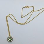 Handmade Gold-Tone Turquoise Green Rhinestone Necklace Photo 1