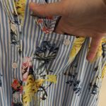 Spense Floral Blue and White Striped Jumpsuit Belt Loops and Pockets Vacation Size 8 Photo 2